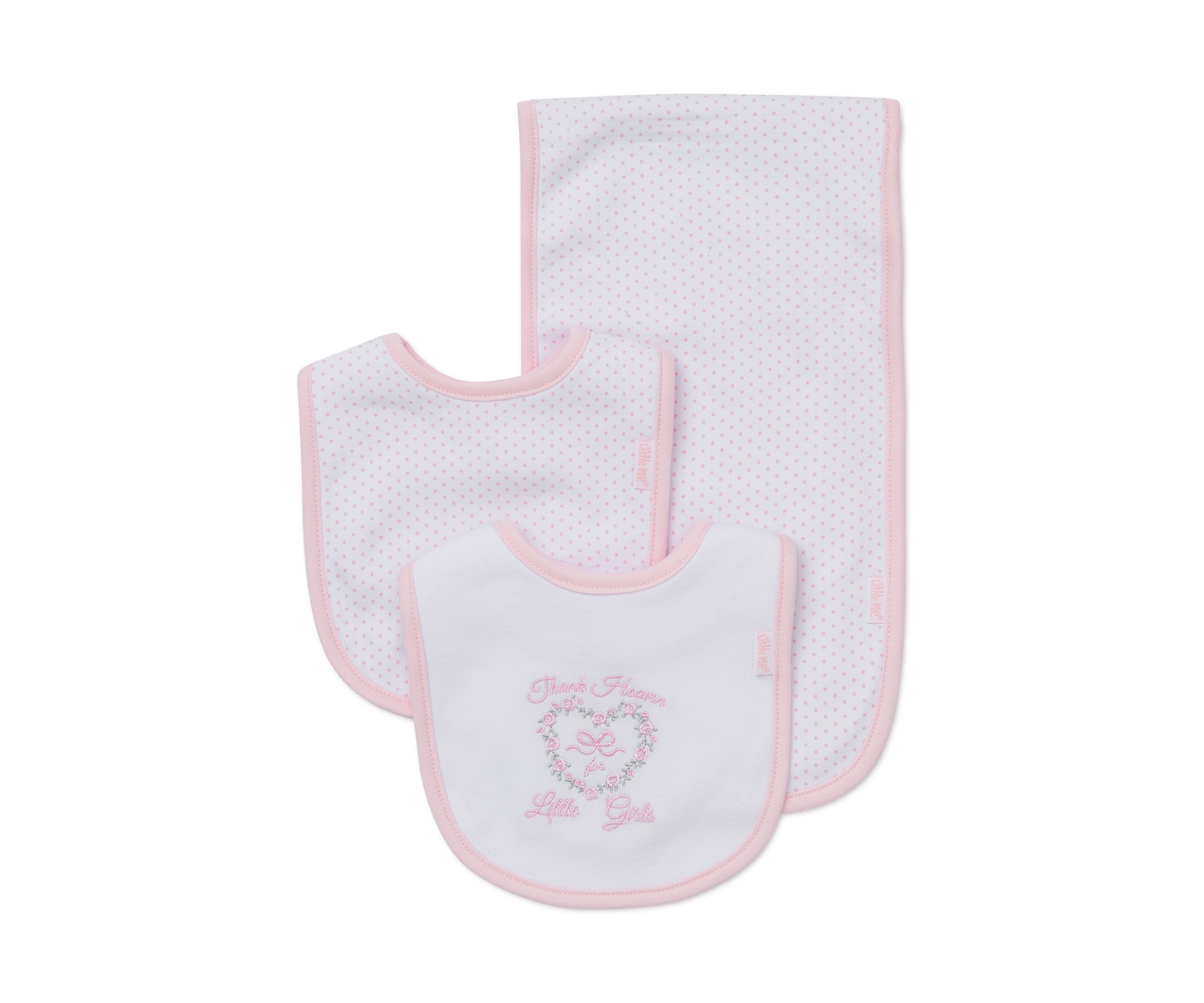 3-Piece Thank Heaven for Little Girls Bibs and Burp Cloth Set
