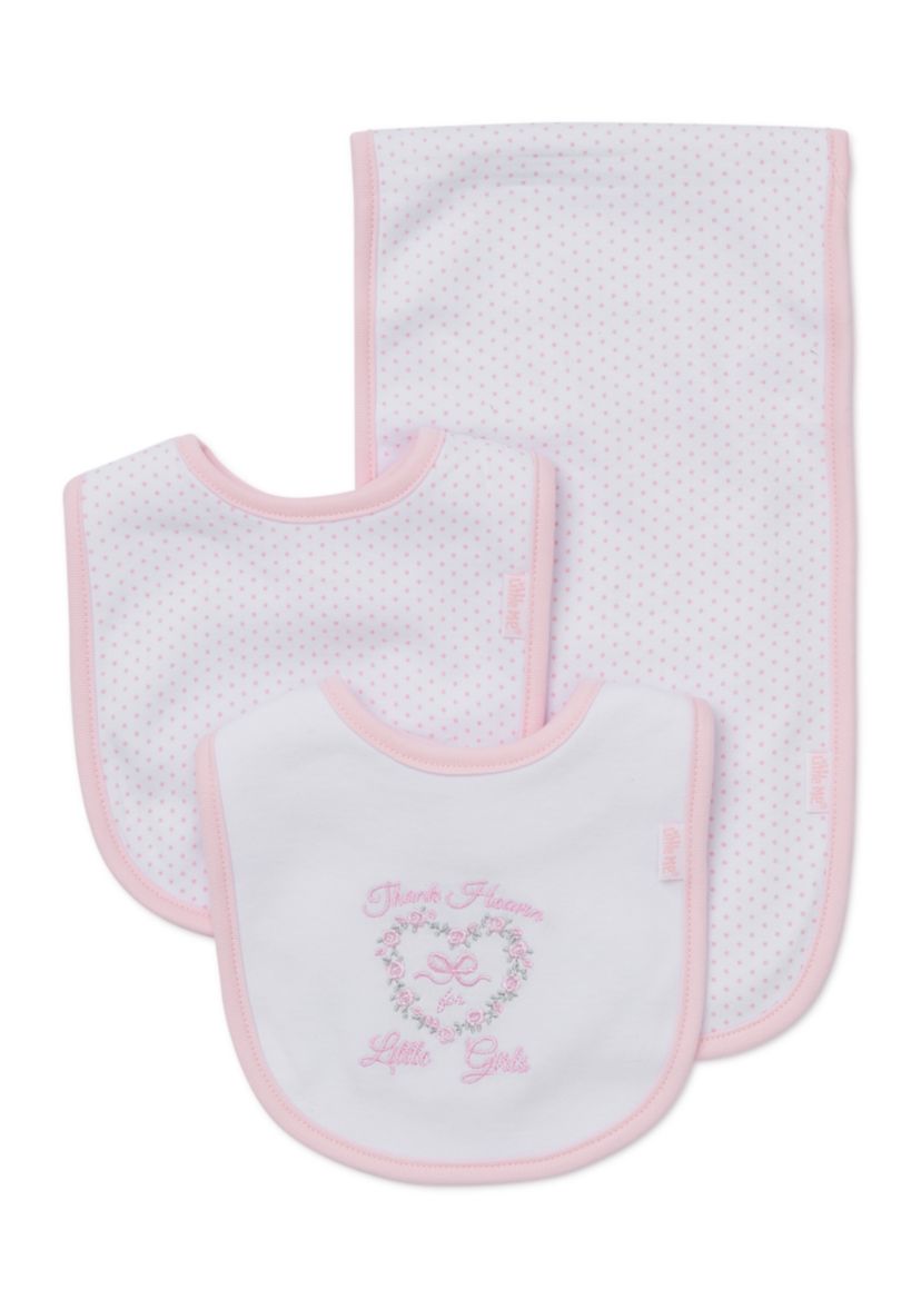 3-Piece Thank Heaven for Little Girls Bibs and Burp Cloth Set