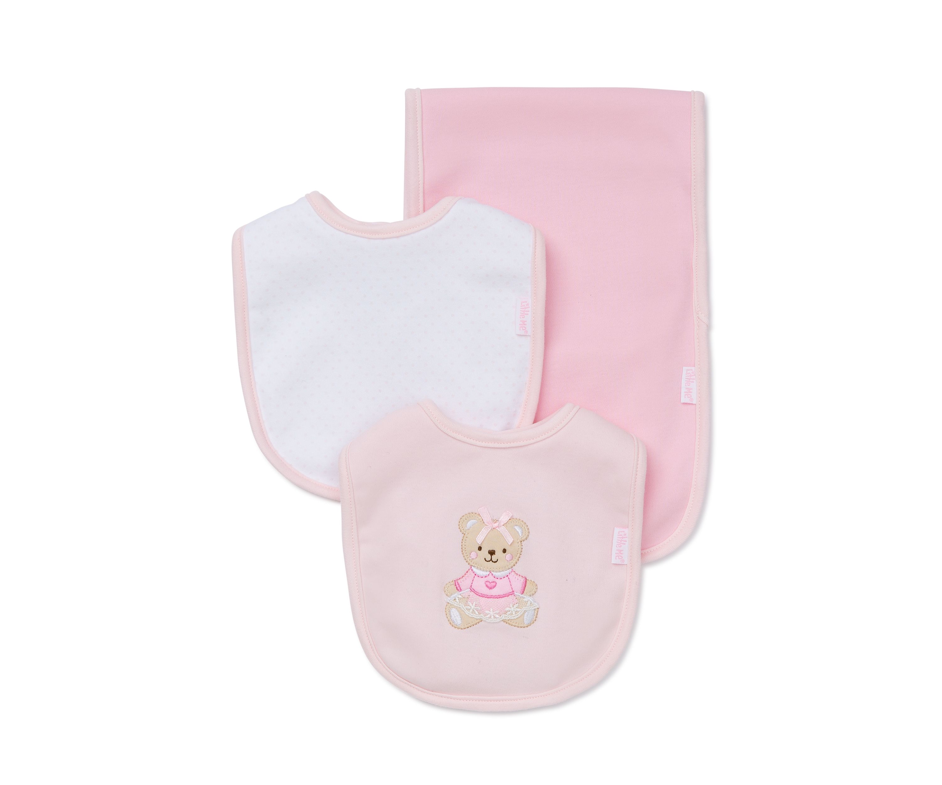 3-Piece Sweet Bear Bib and Burp Cloth Set