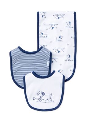 Little Me Kids 3-Piece Puppy Bibs and Burp Cloth Set