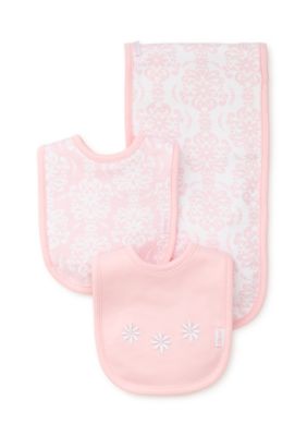 Little Me Baby Girls Patterned Bib and Burp Cloth Set