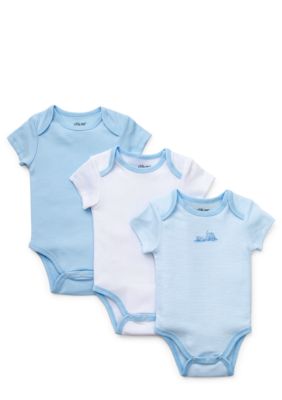 Little Me Kids 3-Pack Train Bodysuit, Blue, 9 Months