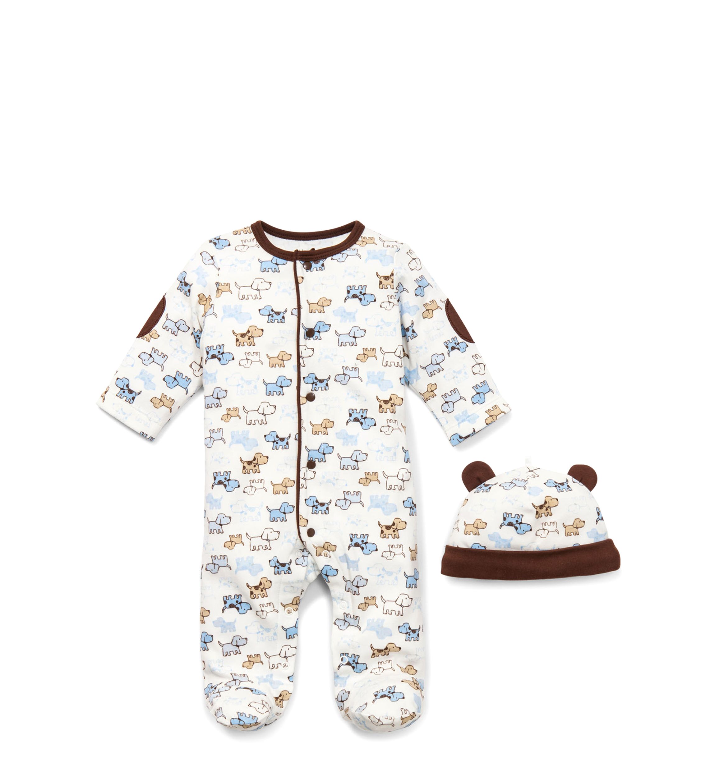 Baby Boys White Puppy Footie Set