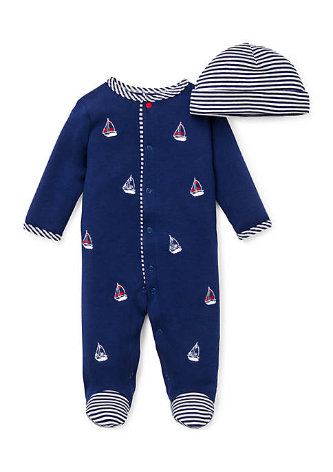 Little Me 2-Piece Sailboat Footie and Hat
