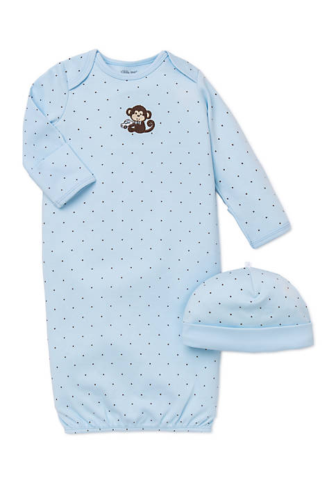 Little Me 2-Piece Monkey Star Gown and Hat