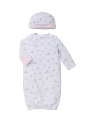 Little Me Kids 2-Piece Bunny Gown and Hat Set, White, 0-3 Months