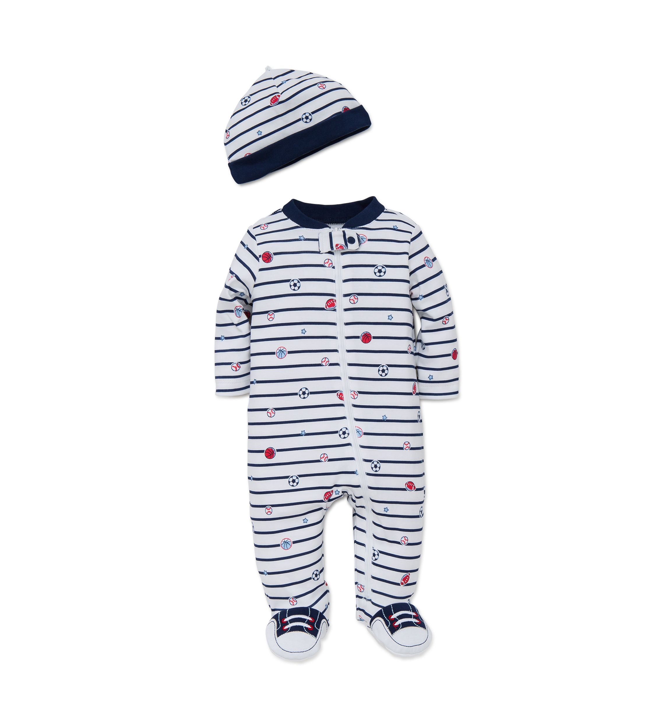 Baby Boys Sports Star Footie and Hat Set