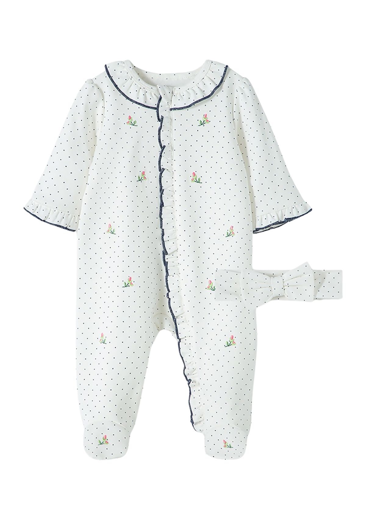 Baby Girls Footie and Headband Set 