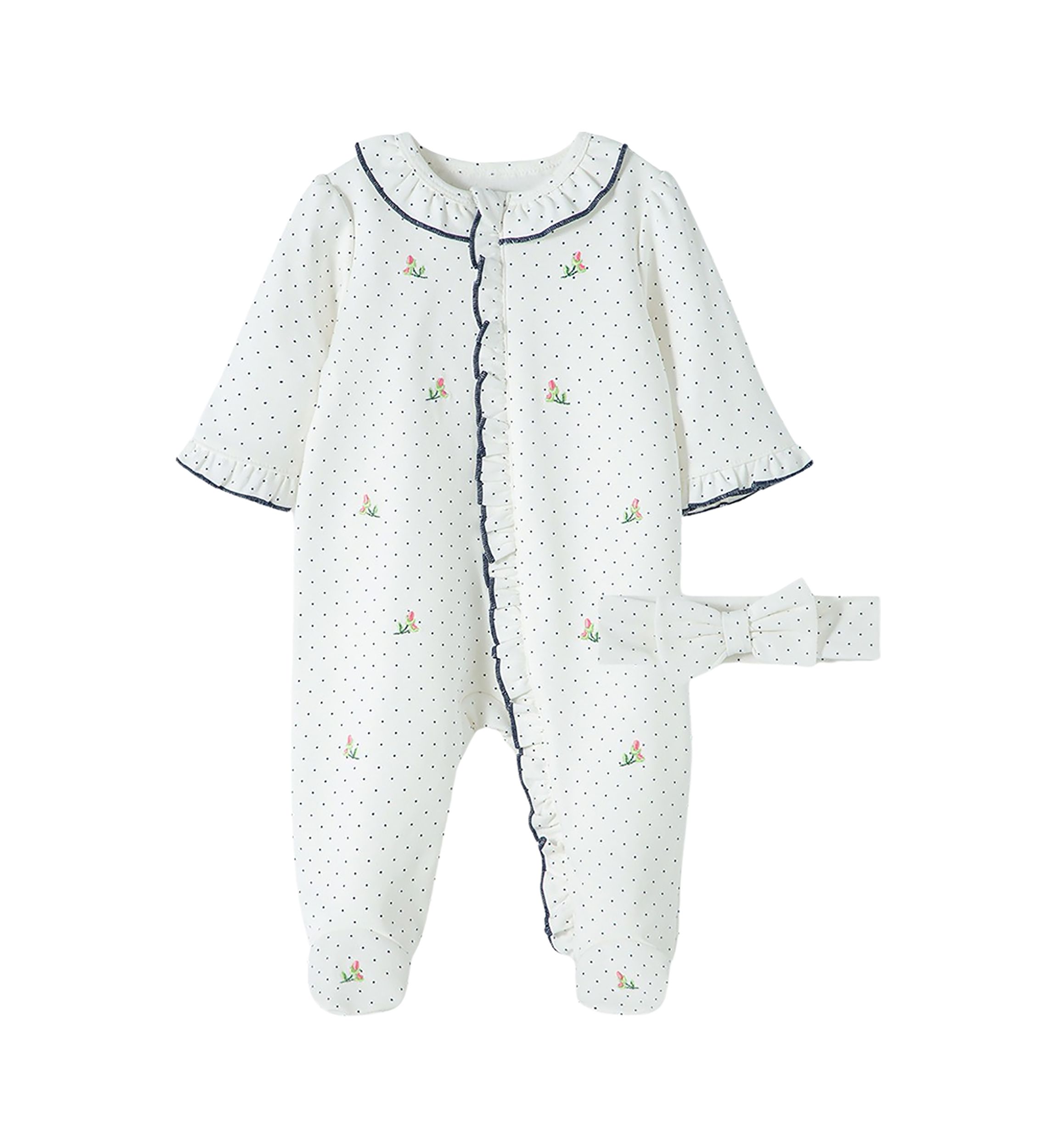 Baby Girls Footie and Headband Set 