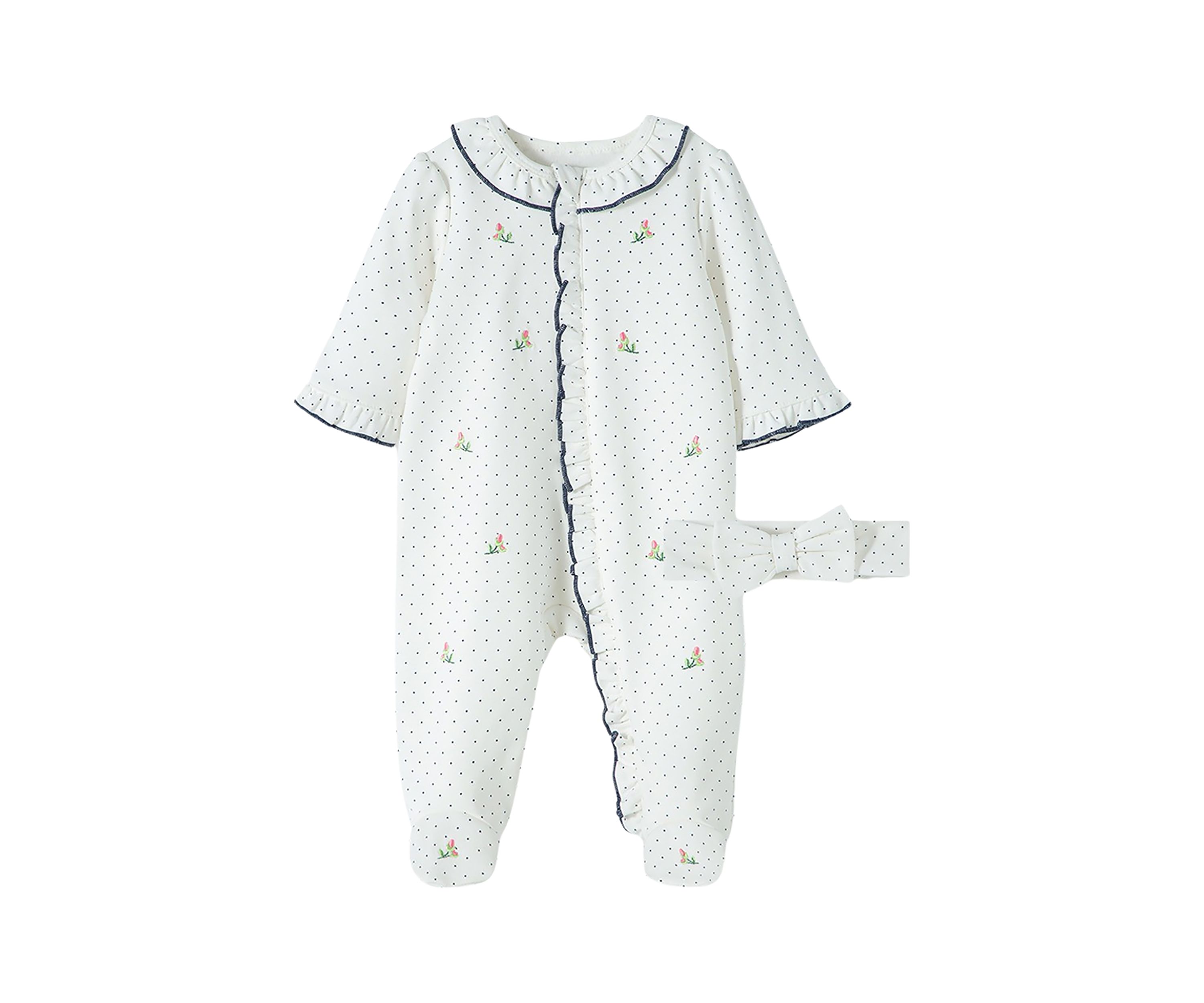 Baby Girls Footie and Headband Set 