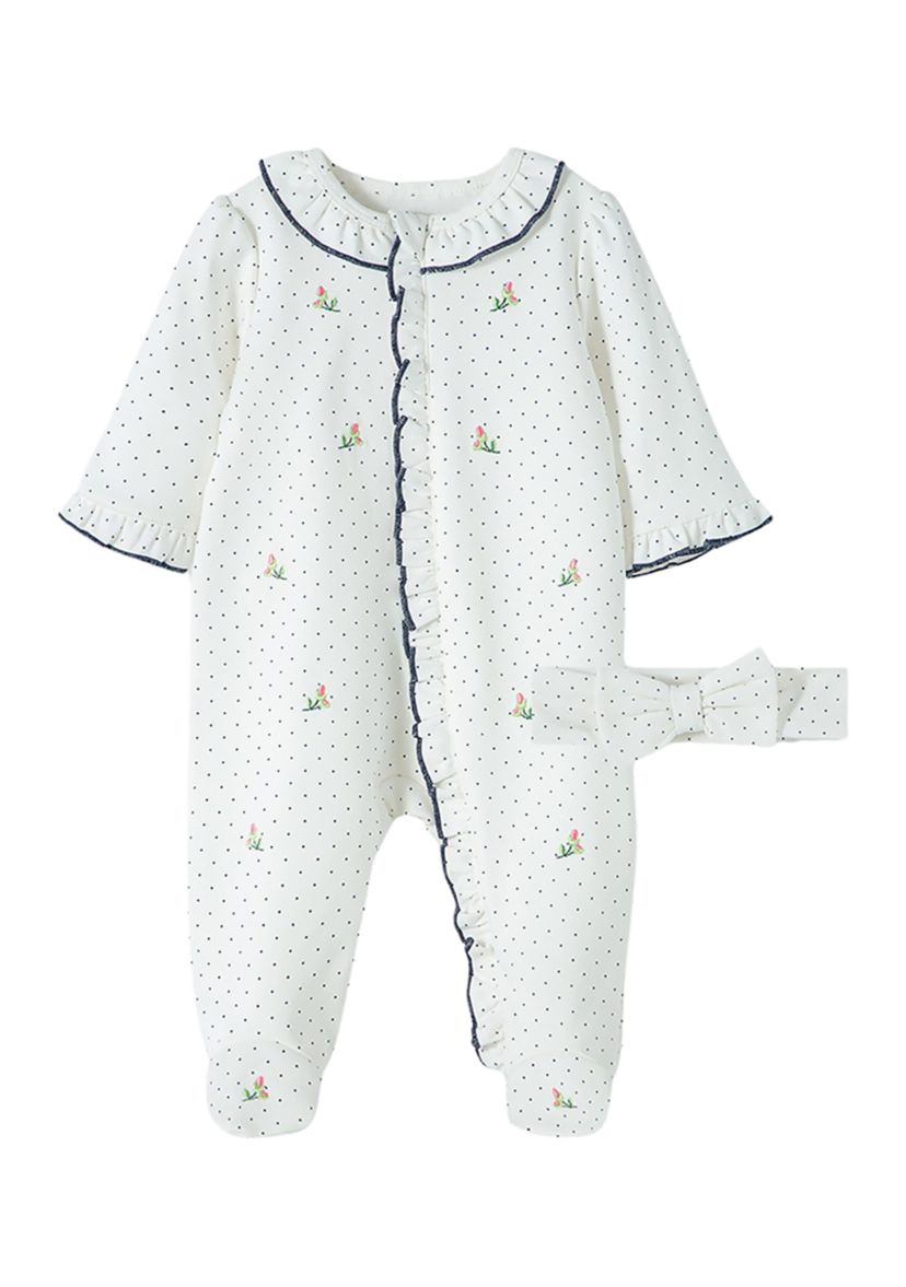 Baby Girls Footie and Headband Set 