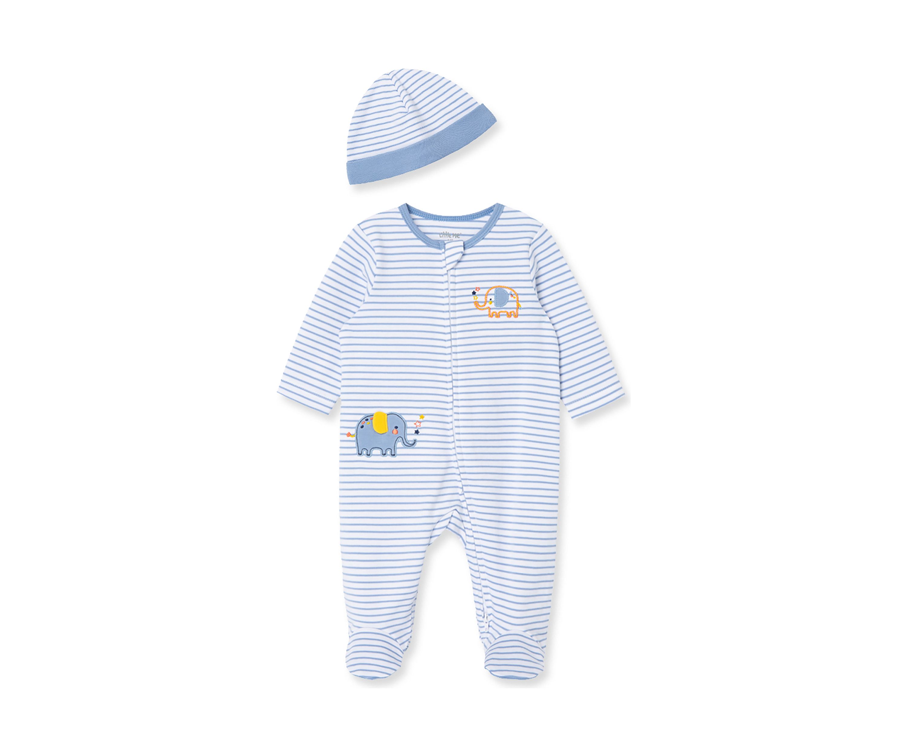 Baby Boys Elephant footie with Hat