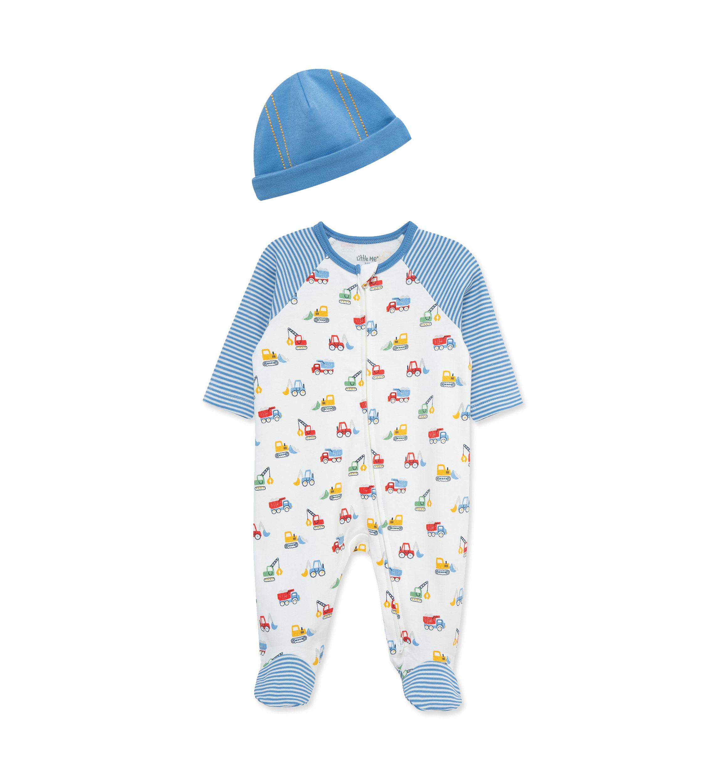 Baby Boys Trucks Footie with Hat