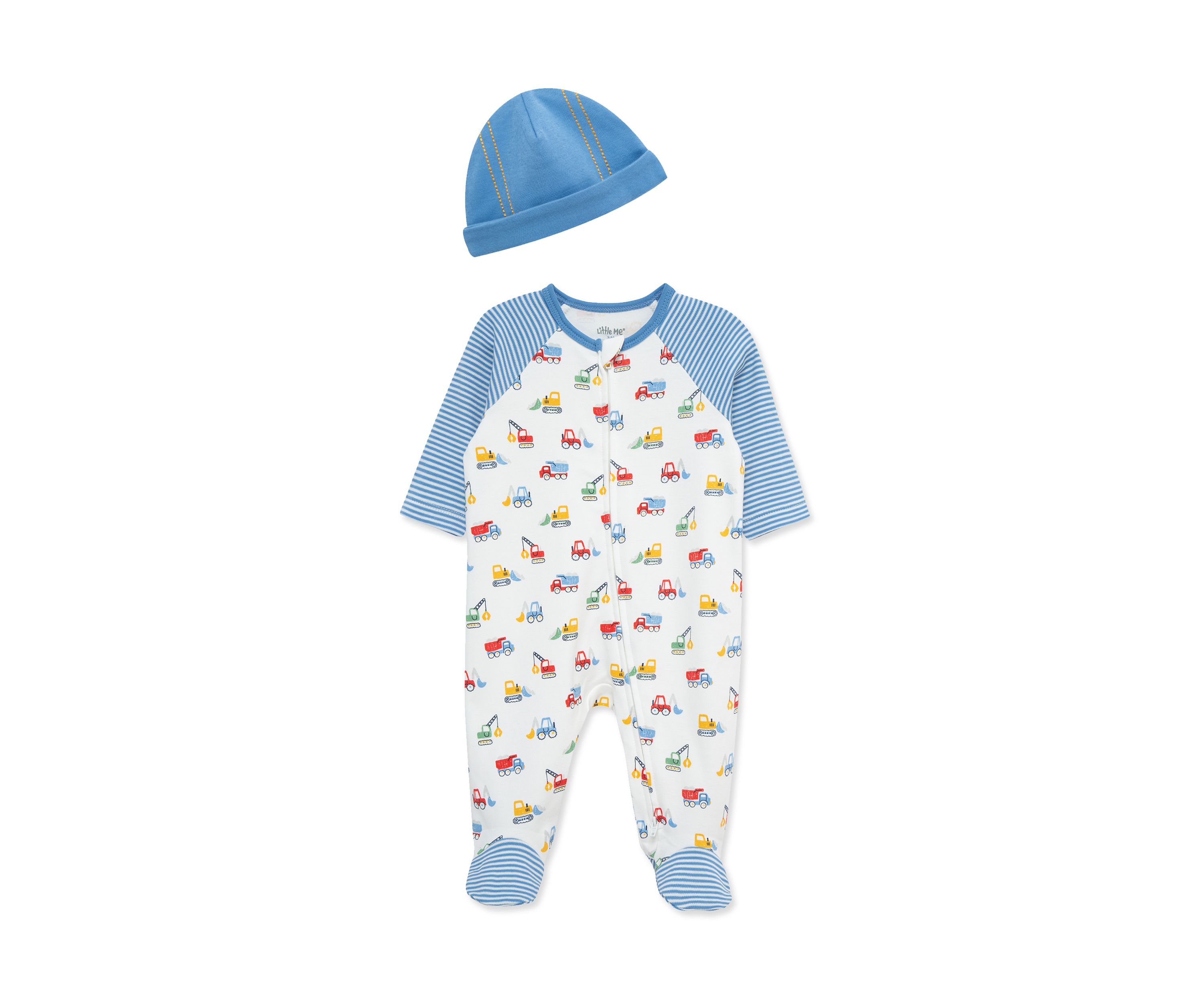Baby Boys Trucks Footie with Hat