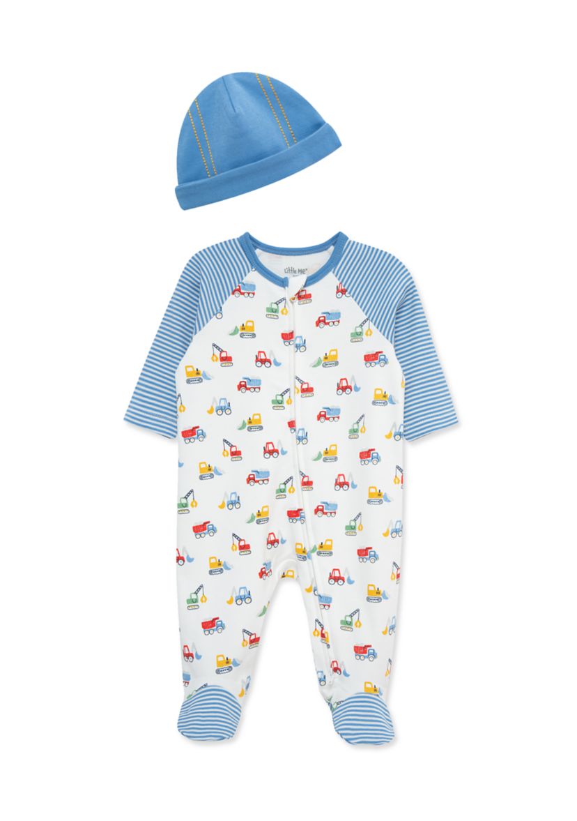 Baby Boys Trucks Footie with Hat