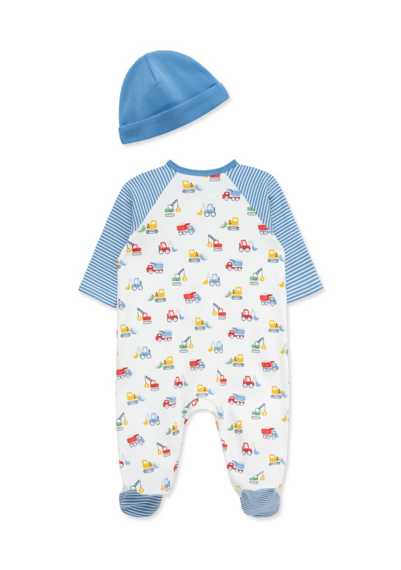 Baby Boys Trucks Footie with Hat