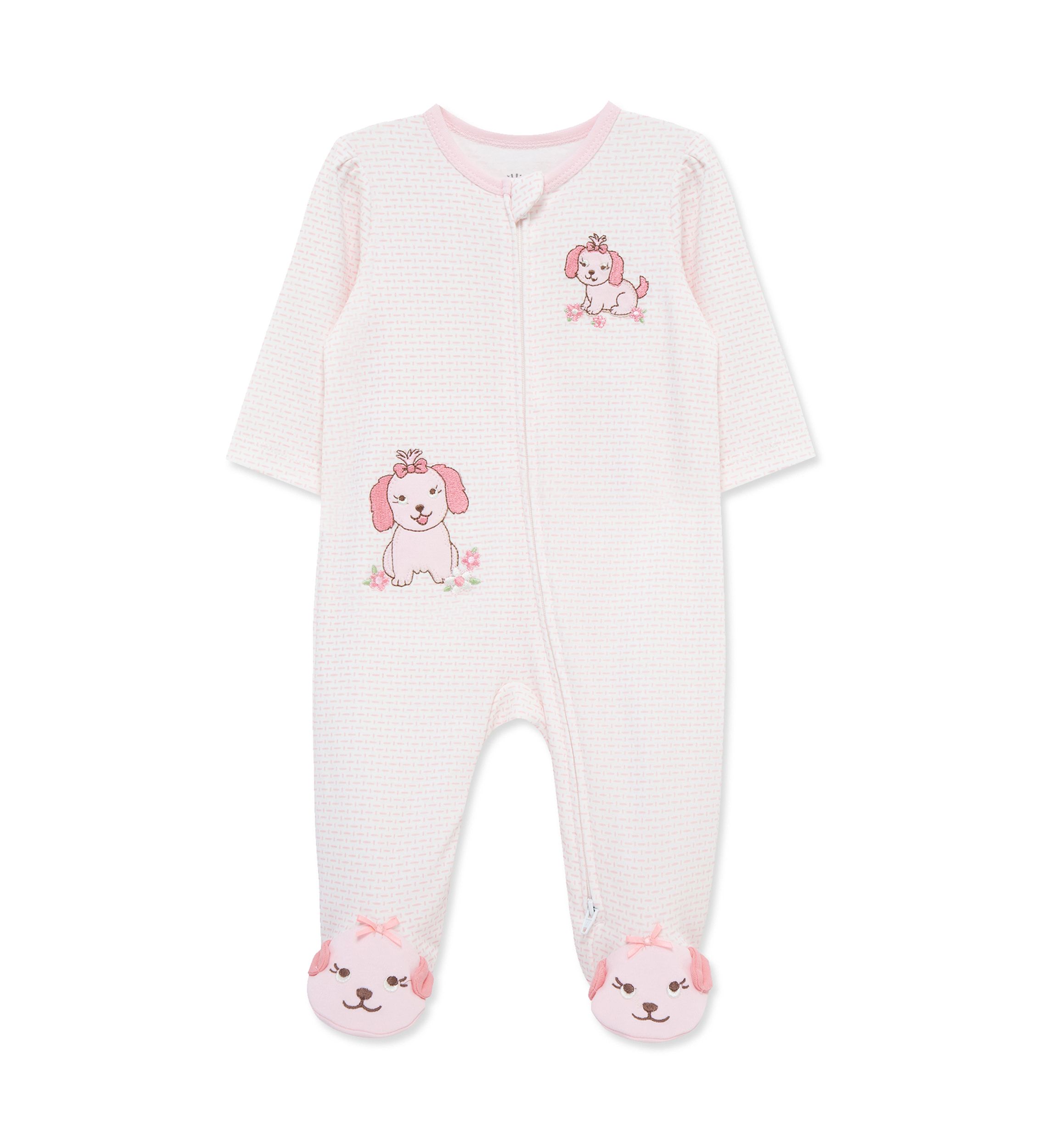 Baby Girls Lovely Pups Footie Pajamas