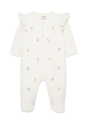 Little Me Baby Girls Flora Footie, White, 9 Months