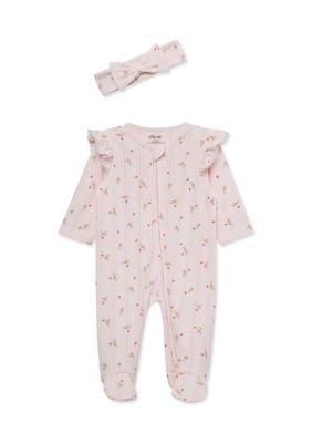 Little Me Baby Girls Sweet Rose Bodysuit with Headband