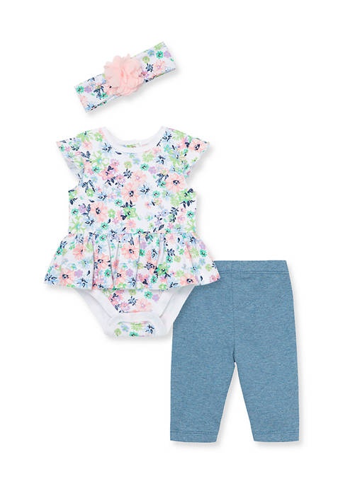 Little Me Baby Girls Blossoms Bodysuit Pants Set