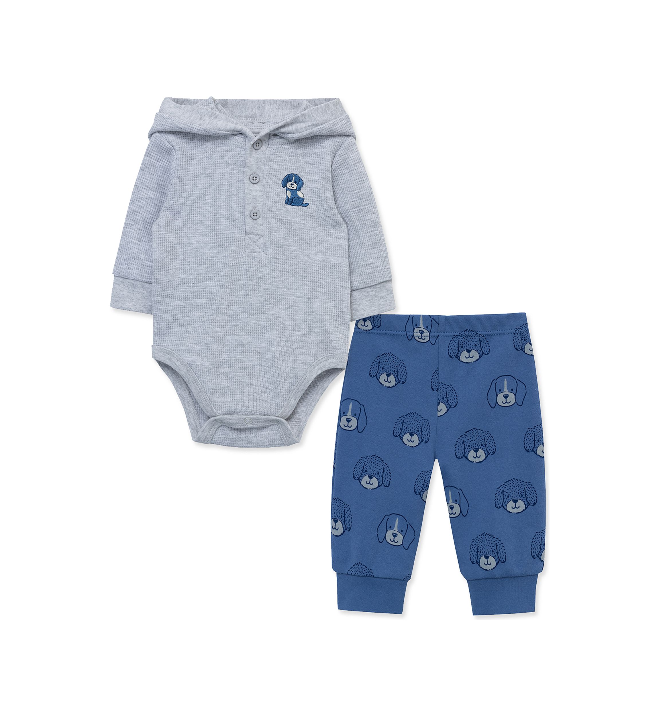 Baby Boys Puppy Printed Bodysuit and Pants Set