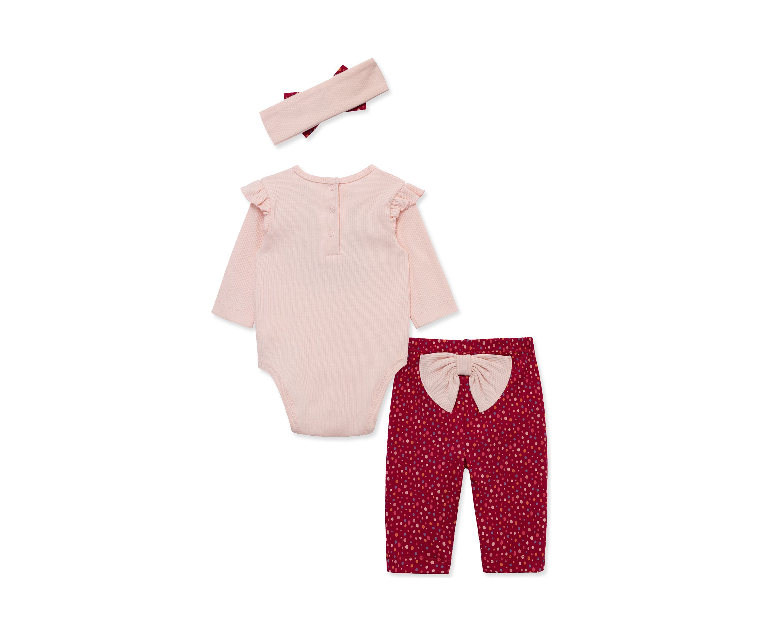 Baby Girls Cute Fox Bodysuit and Printed Pants Set with Headband
