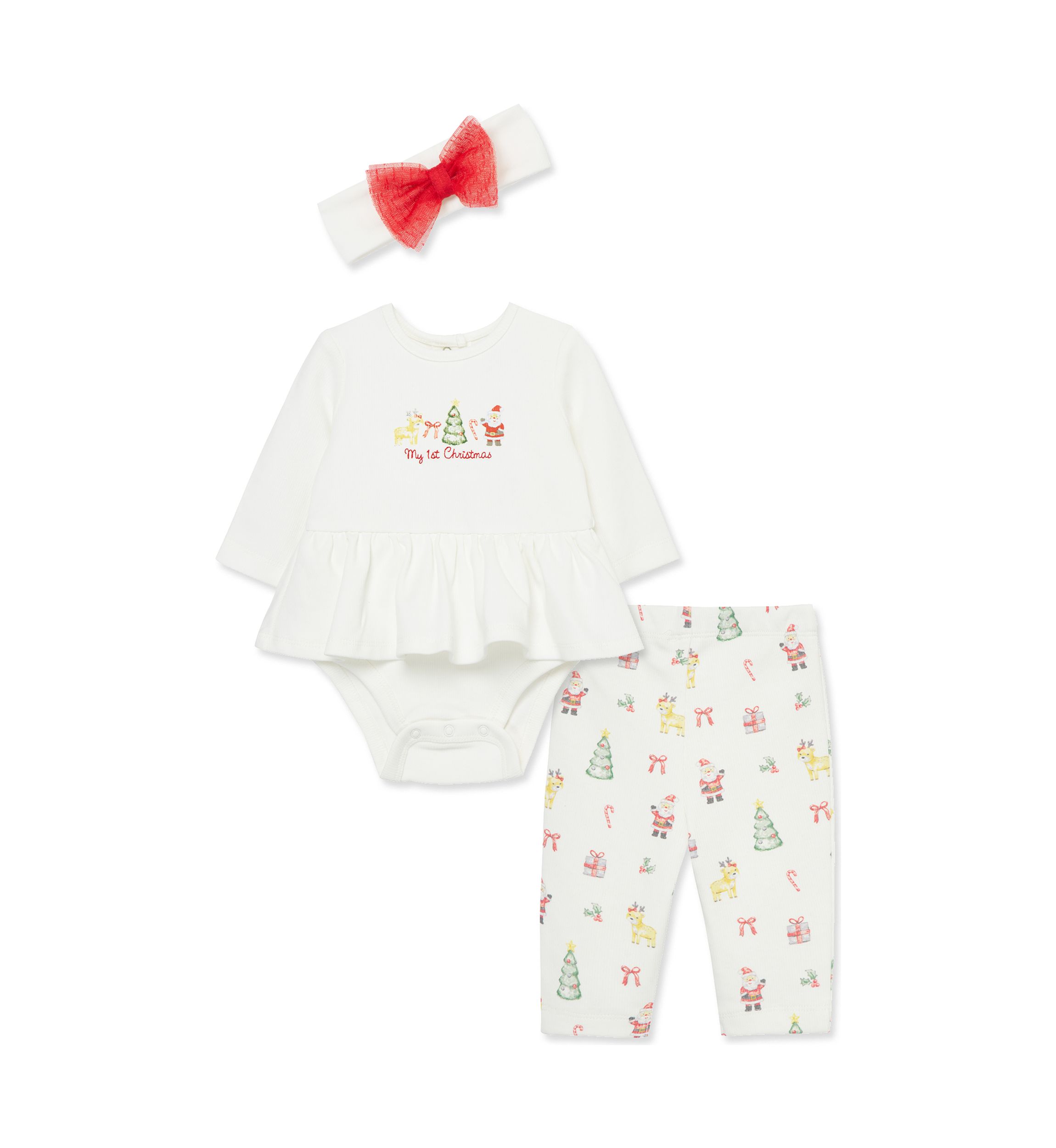 Baby Girls Christmas Bodysuit Set with Headband