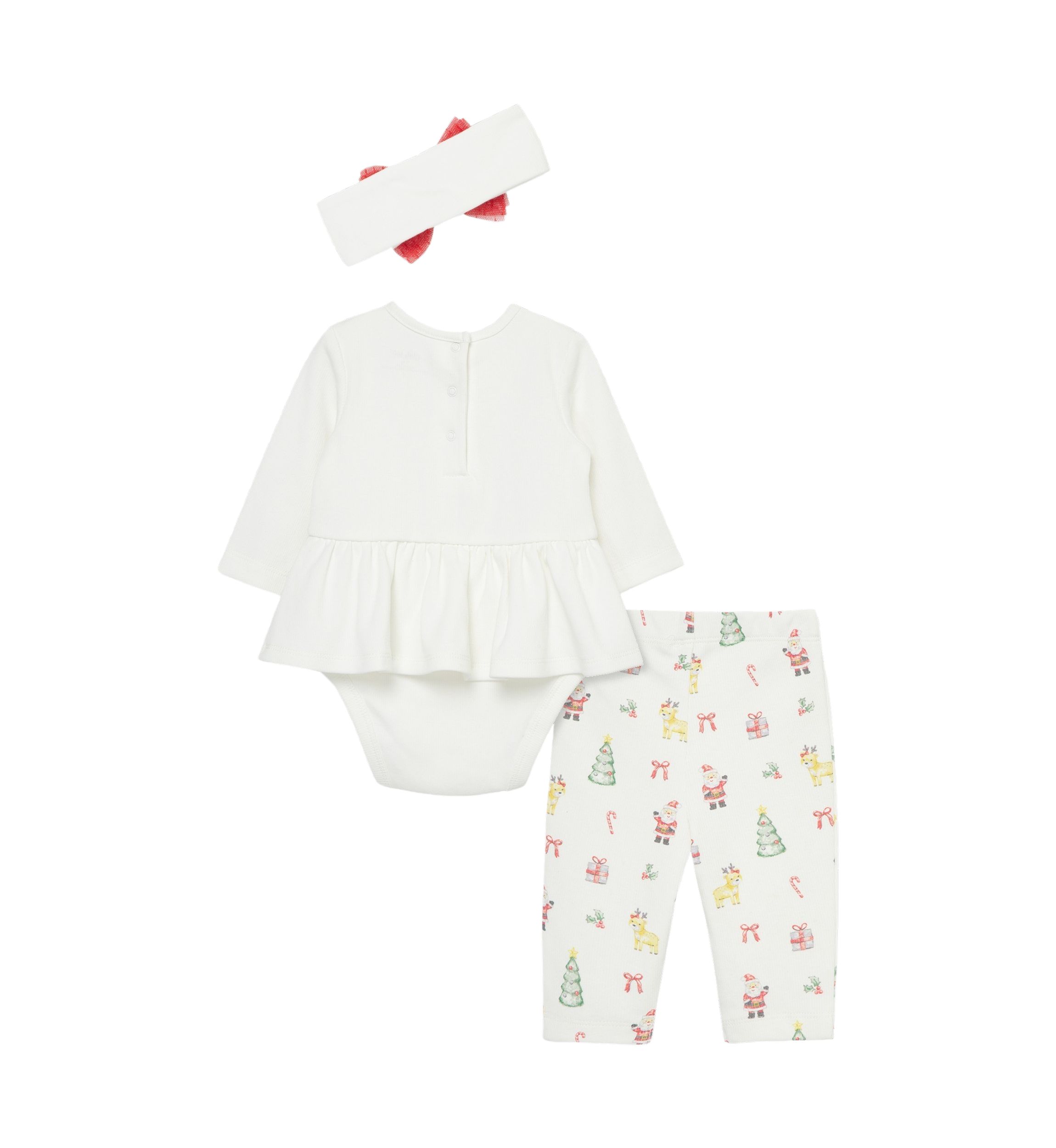 Baby Girls Christmas Bodysuit Set with Headband