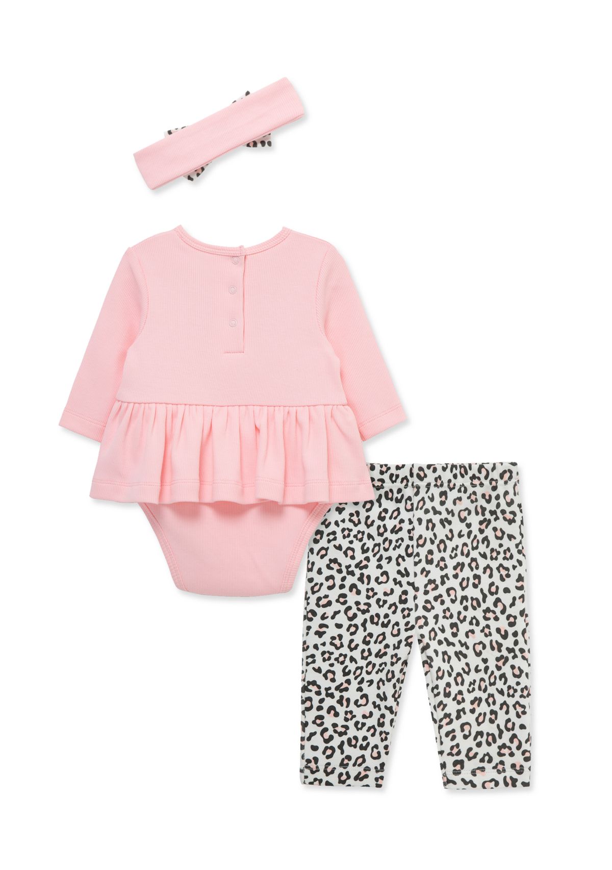 Baby Girls Leopard Bodysuit and Pants Set with Headband
