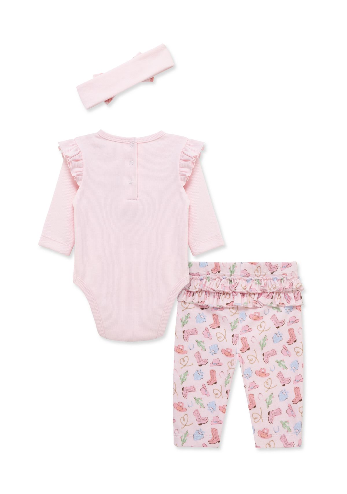 Baby Girls Western Bodysuit Pant Set with Headband