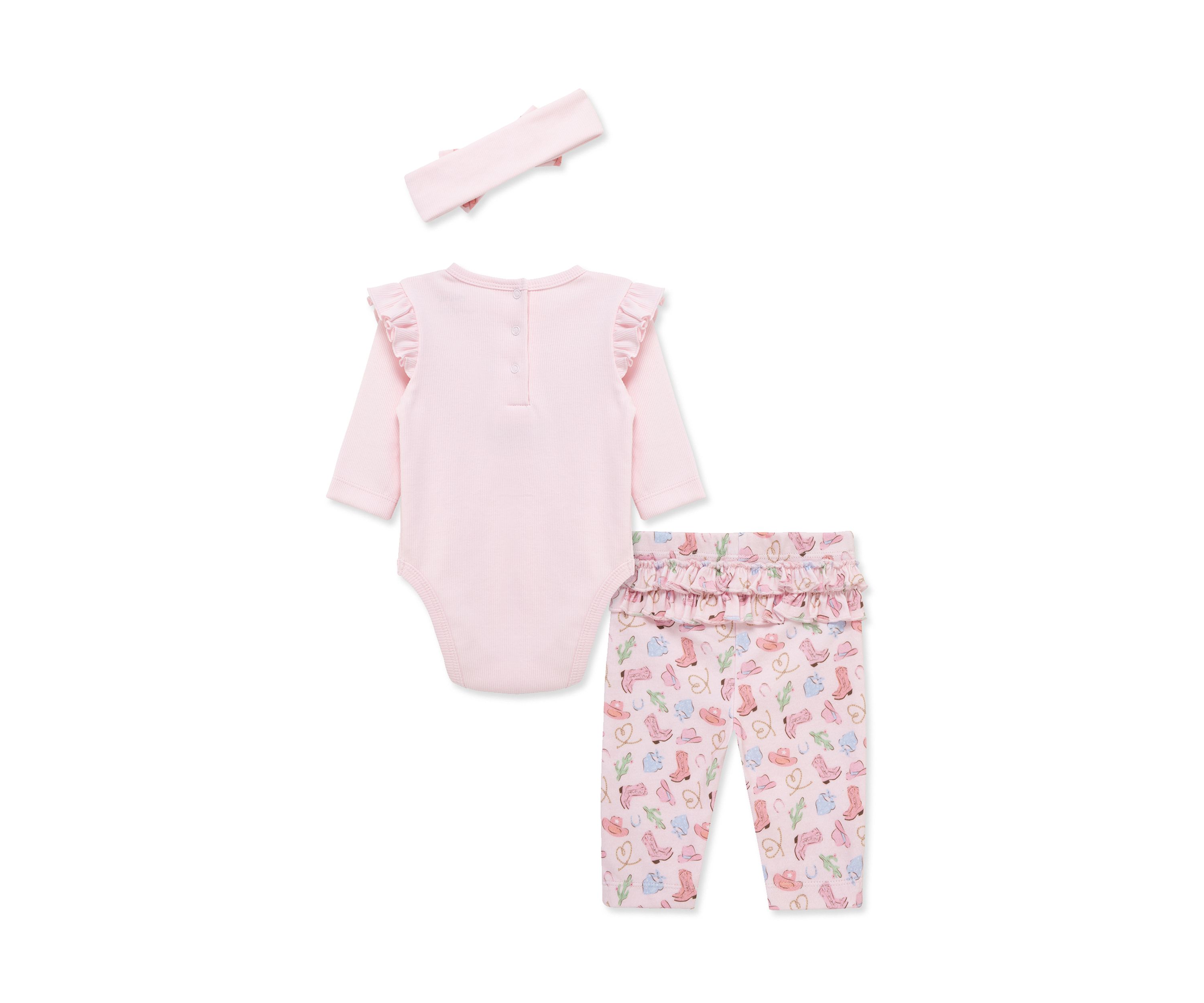 Baby Girls Western Bodysuit Pant Set with Headband