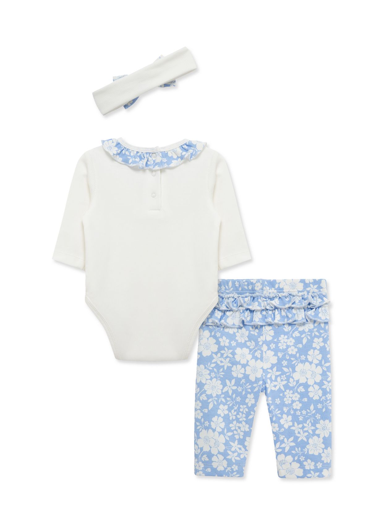 Baby Girls Floral Bodysuit Pant Set with Headband