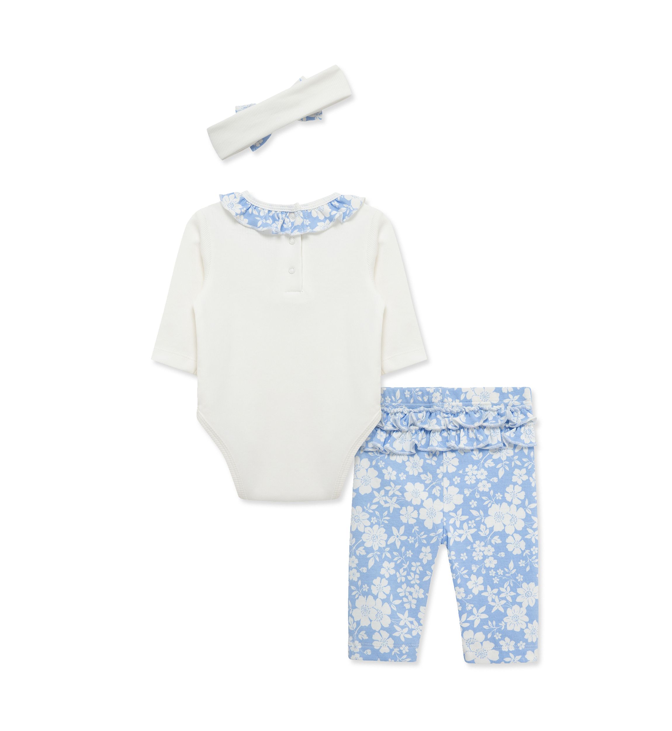 Baby Girls Floral Bodysuit Pant Set with Headband