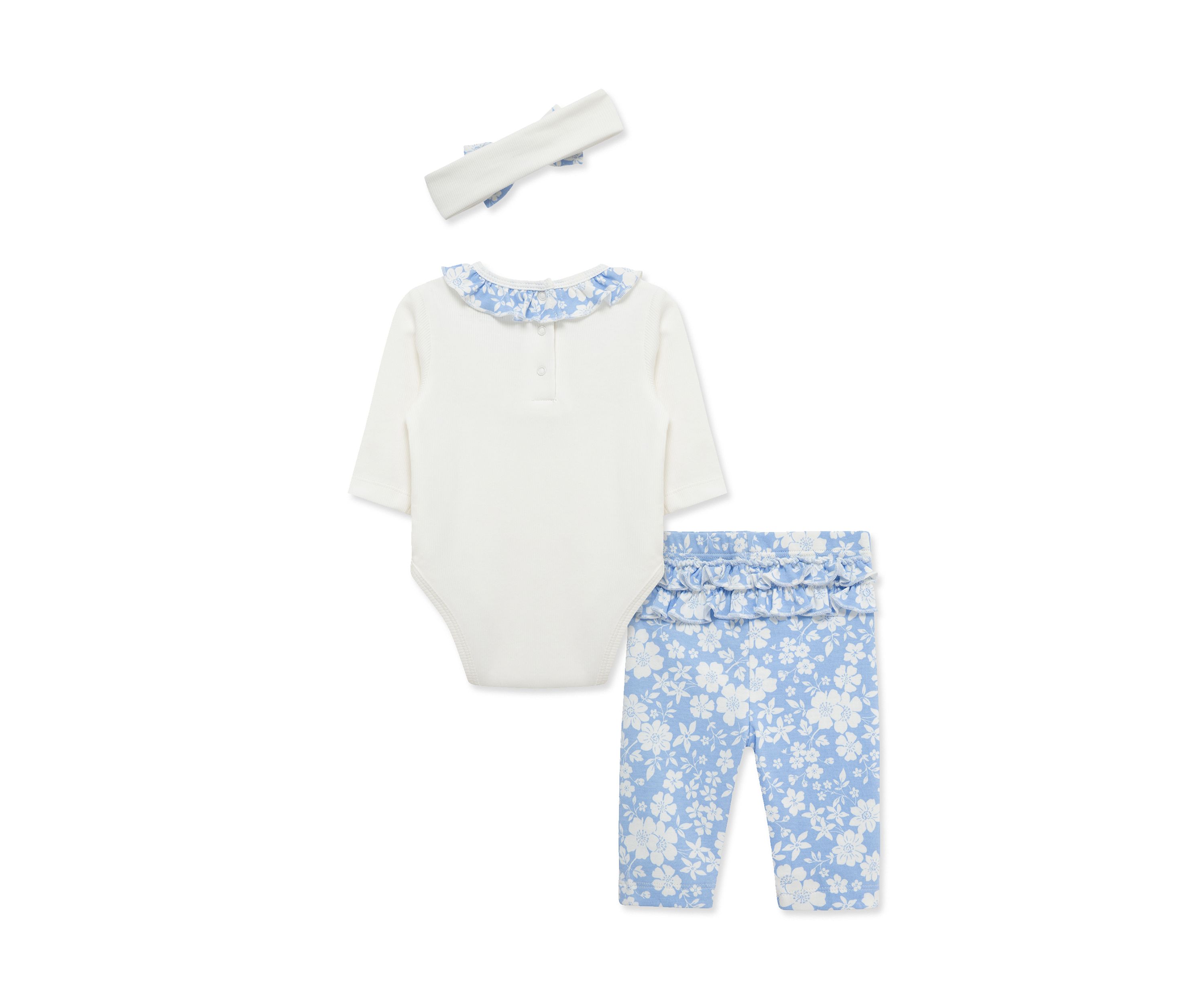 Baby Girls Floral Bodysuit Pant Set with Headband
