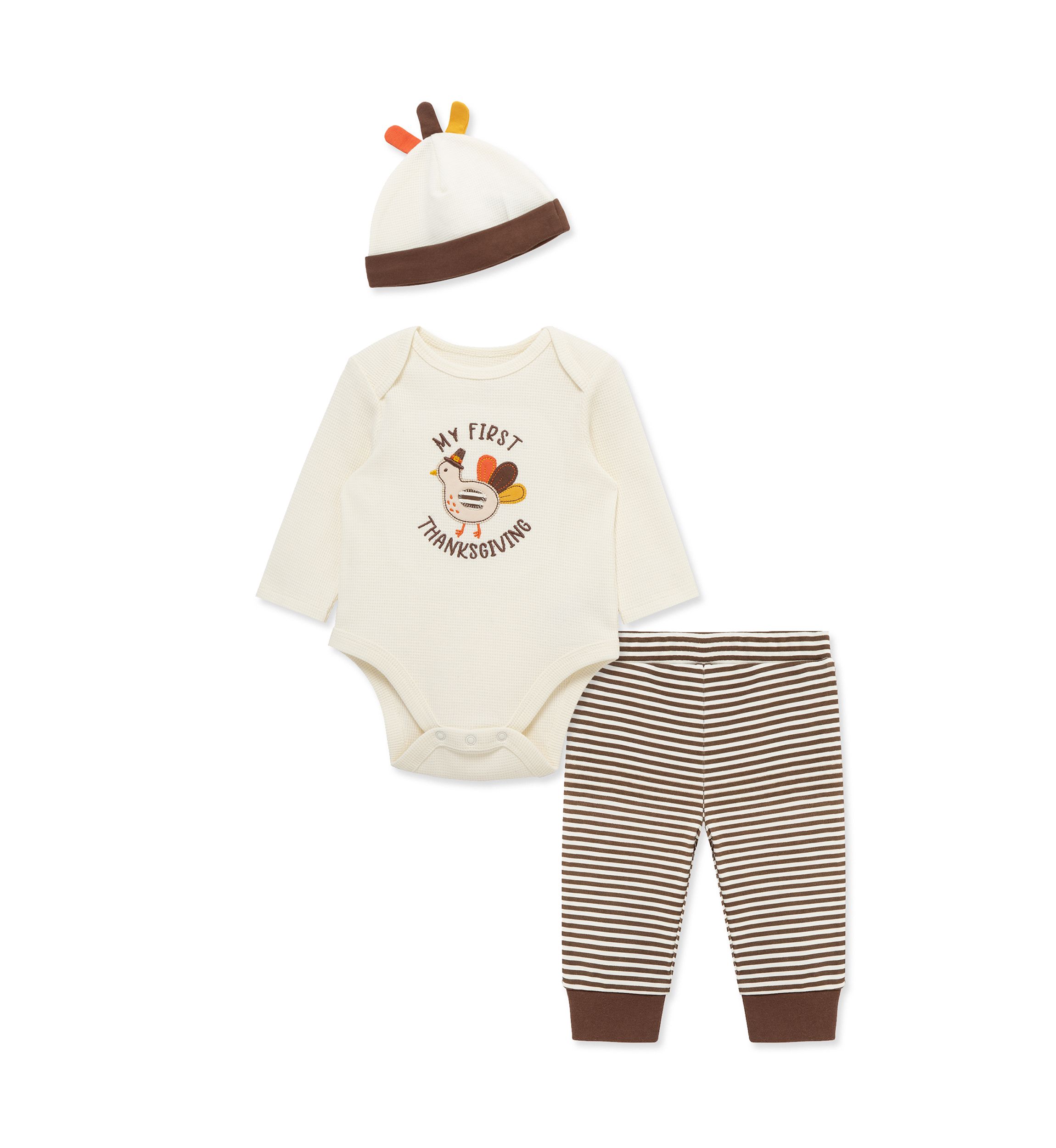 Baby Boys Turkey Bodysuit Set with Hat