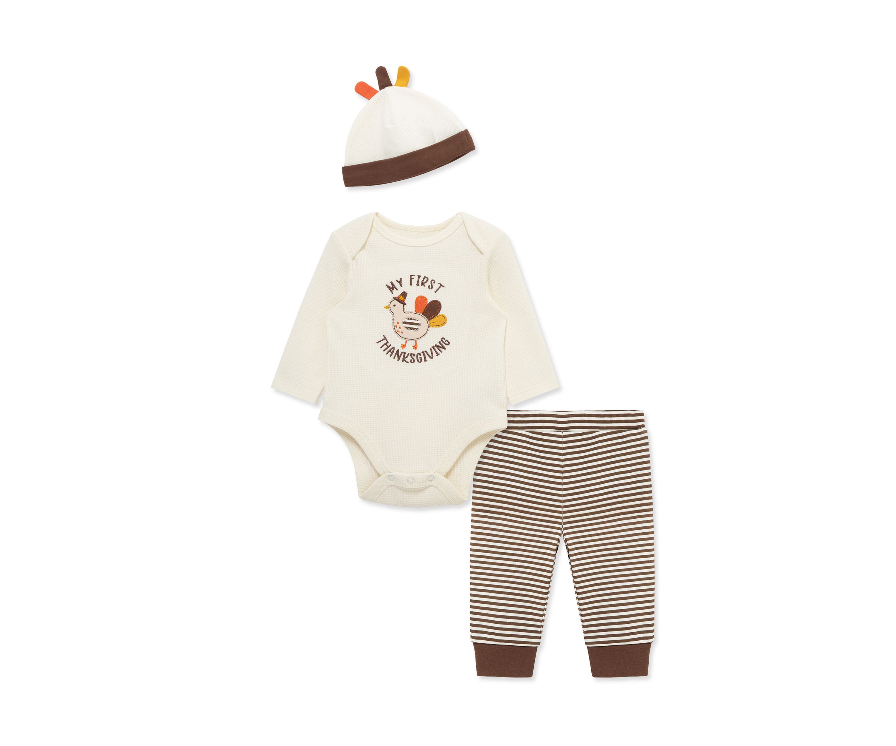 Baby Boys Turkey Bodysuit Set with Hat