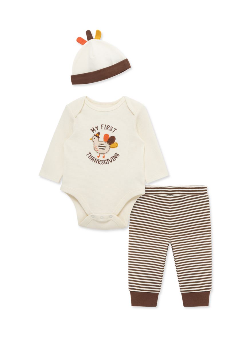 Baby Boys Turkey Bodysuit Set with Hat