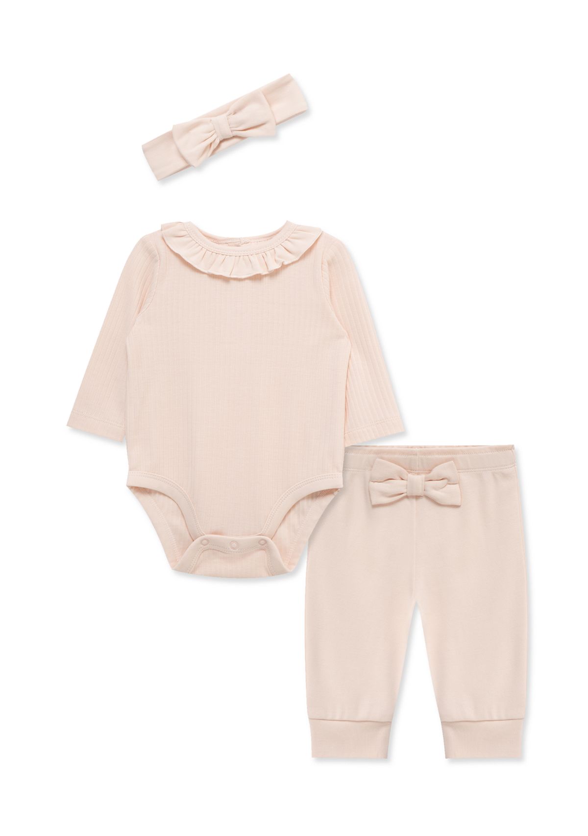 Baby Girls Soft Bodysuit Pant Set with Headband