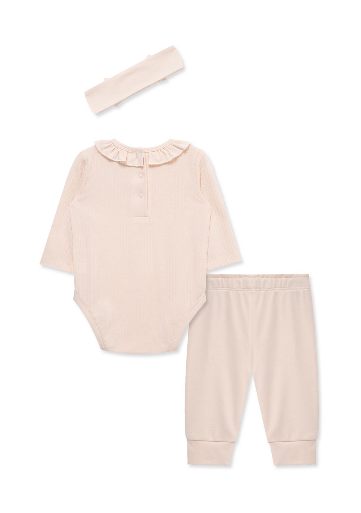 Baby Girls Soft Bodysuit Pant Set with Headband