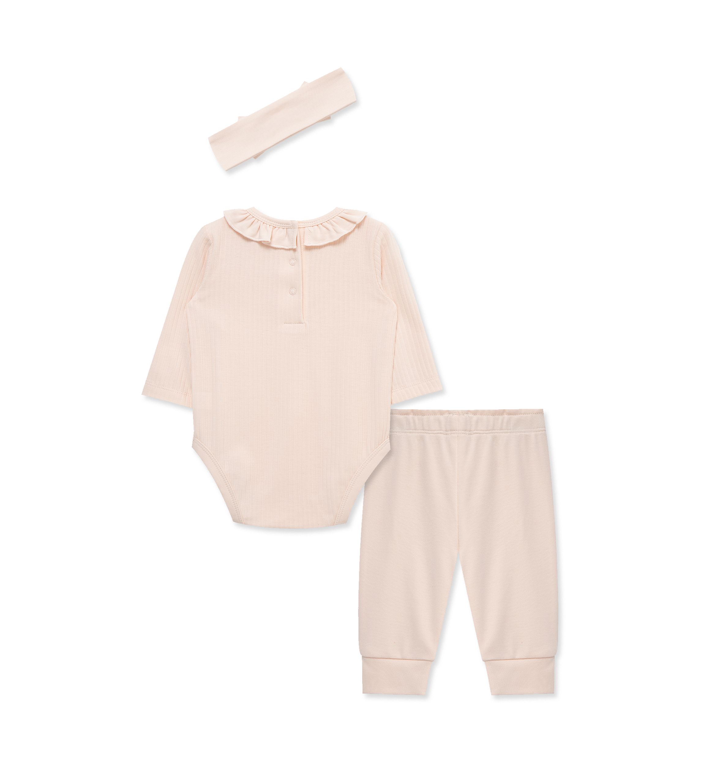Baby Girls Soft Bodysuit Pant Set with Headband