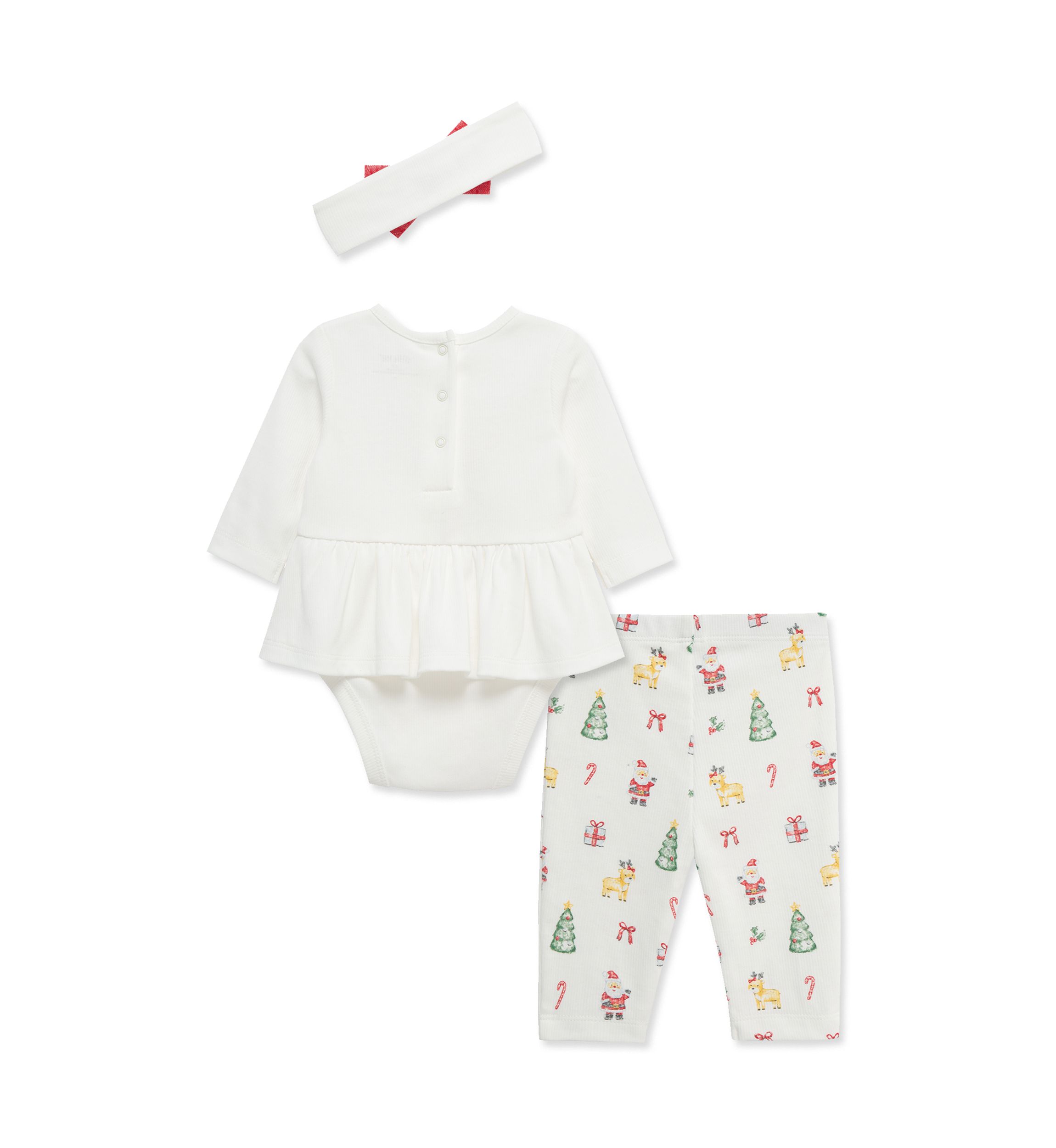 Baby Girls Christmas Bodysuit Set with Headband