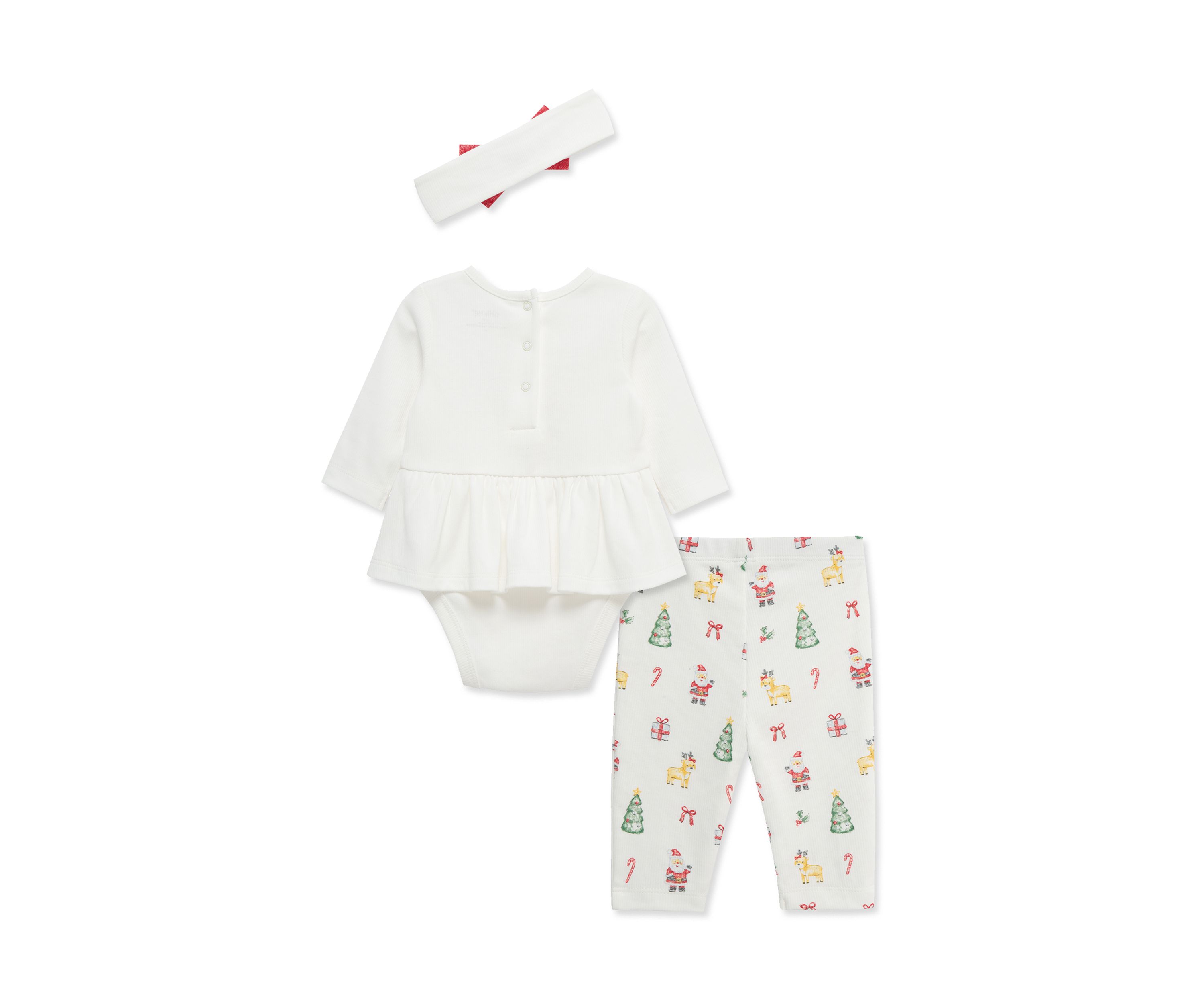 Baby Girls Christmas Bodysuit Set with Headband