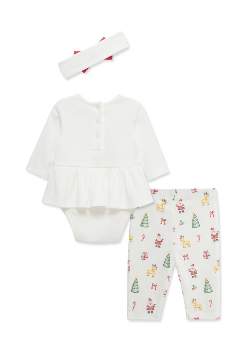 Baby Girls Christmas Bodysuit Set with Headband