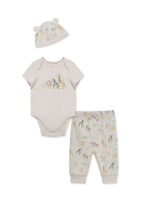 Little Me Baby Boys Jungle Bodysuit and Pants Set with Hat