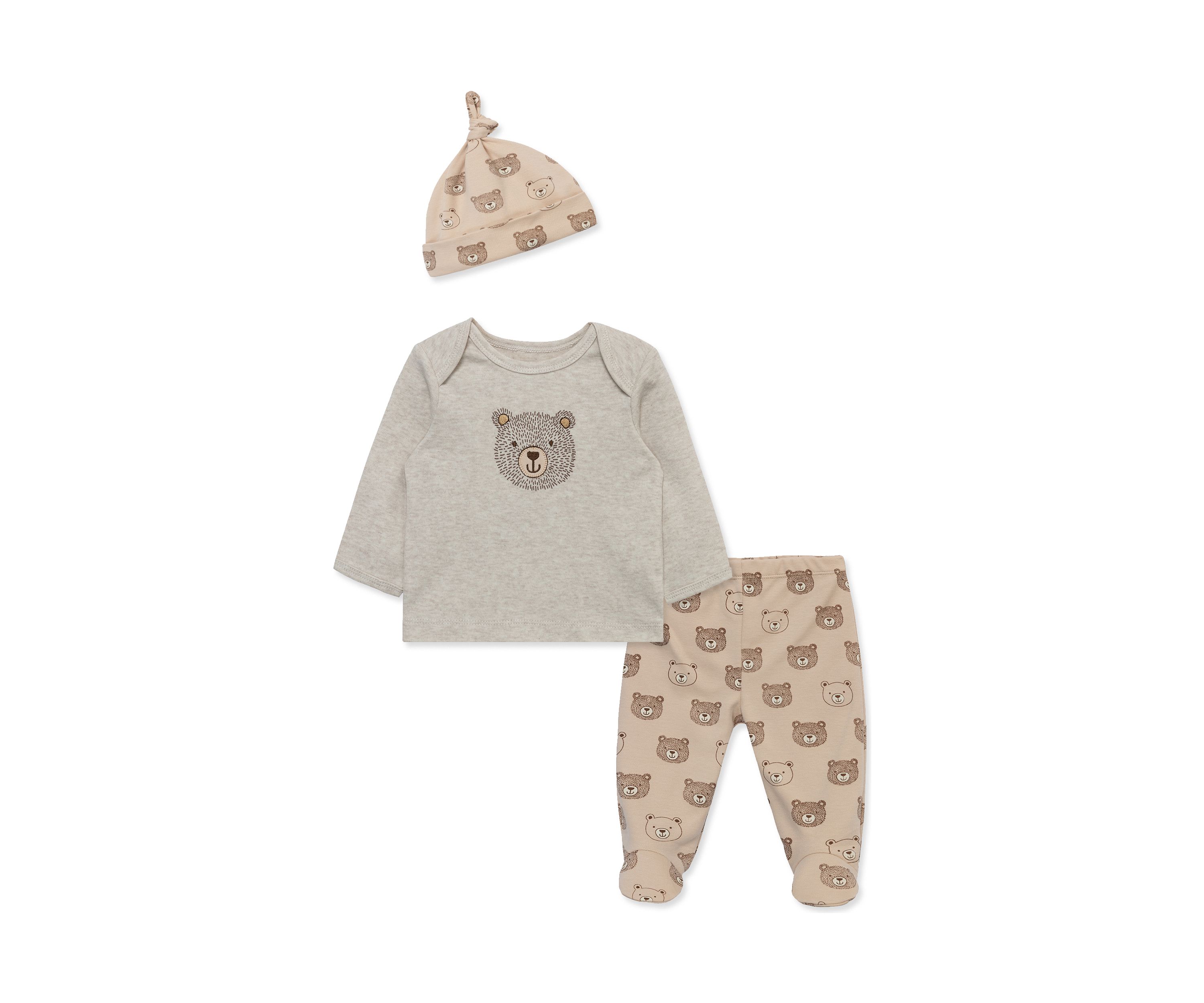 Baby Boys Fuzzy Bear Pants Set with Hat