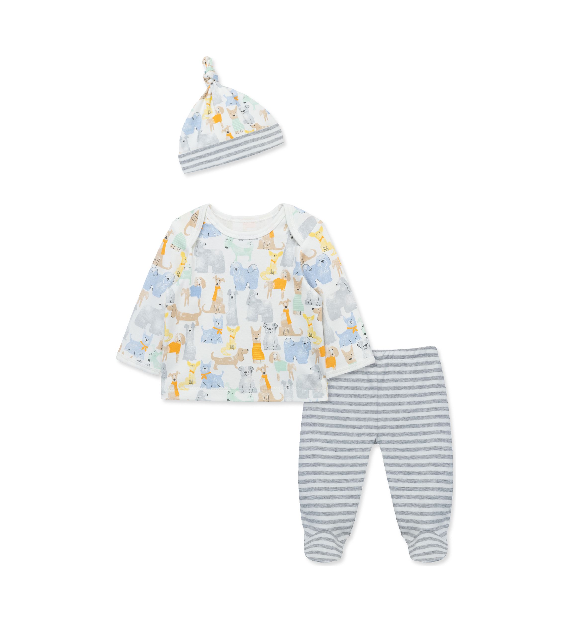 Baby Boys Puppy Party Printed Shirt Set with Hat