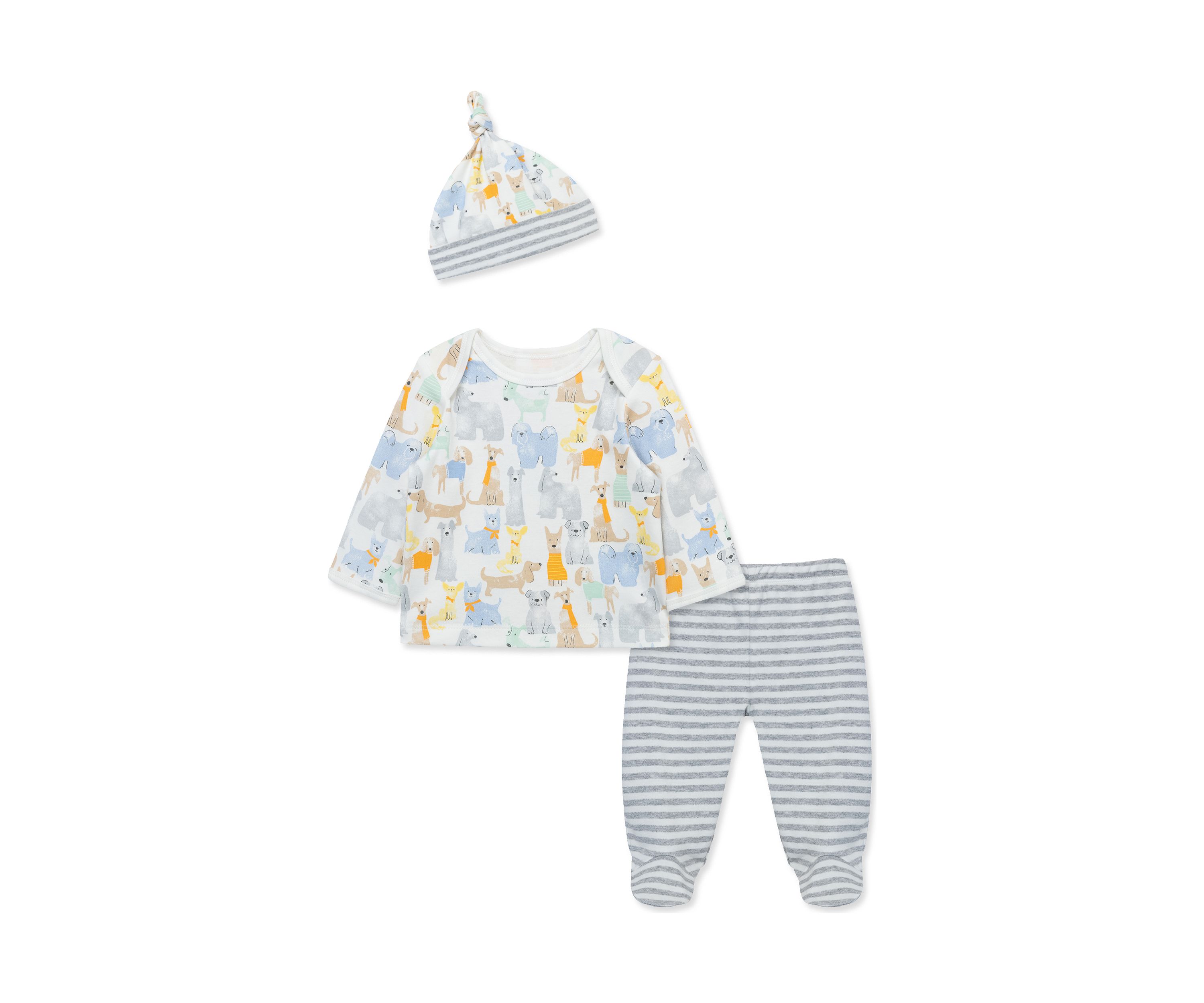Baby Boys Puppy Party Printed Shirt Set with Hat
