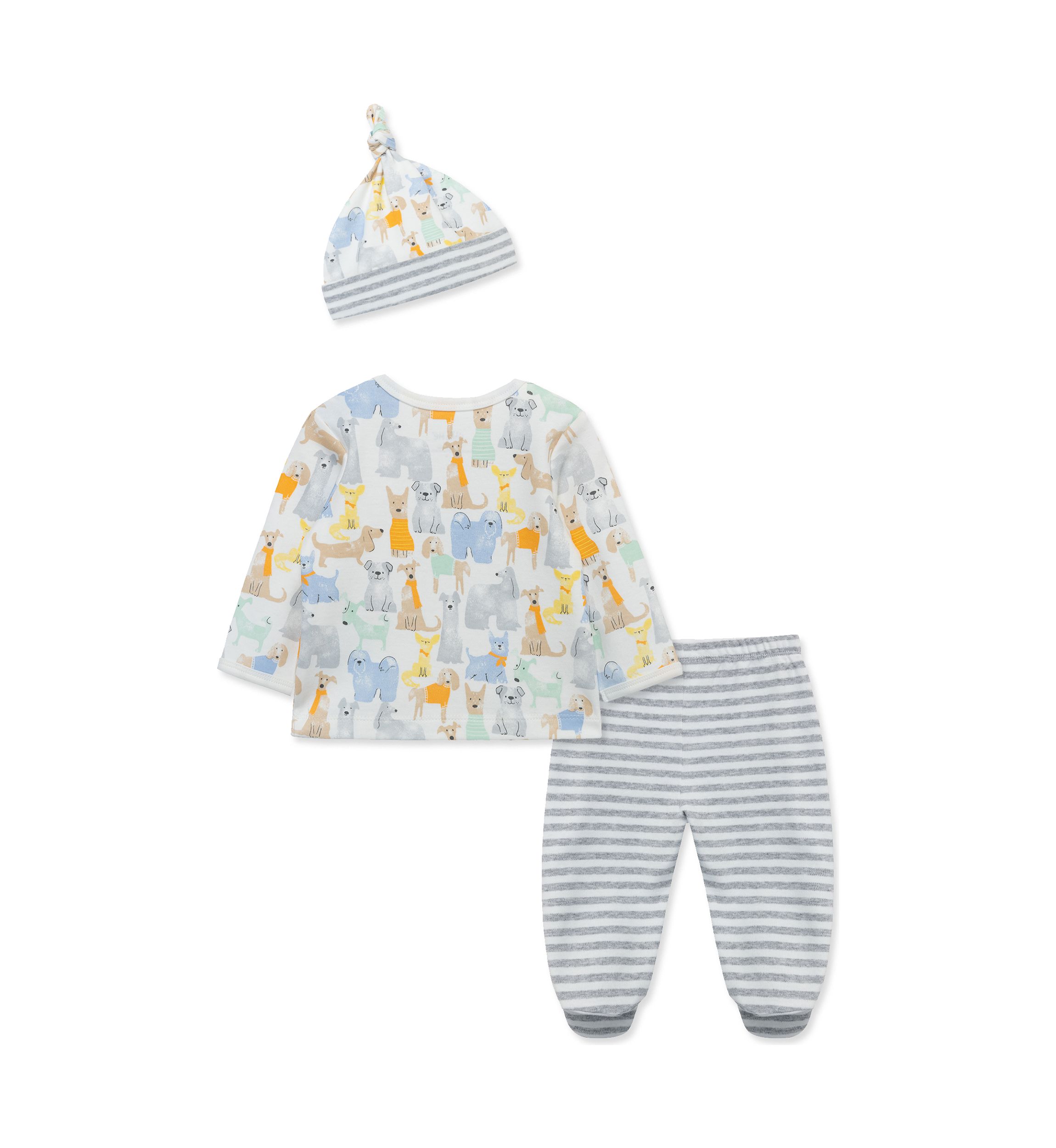 Baby Boys Puppy Party Printed Shirt Set with Hat