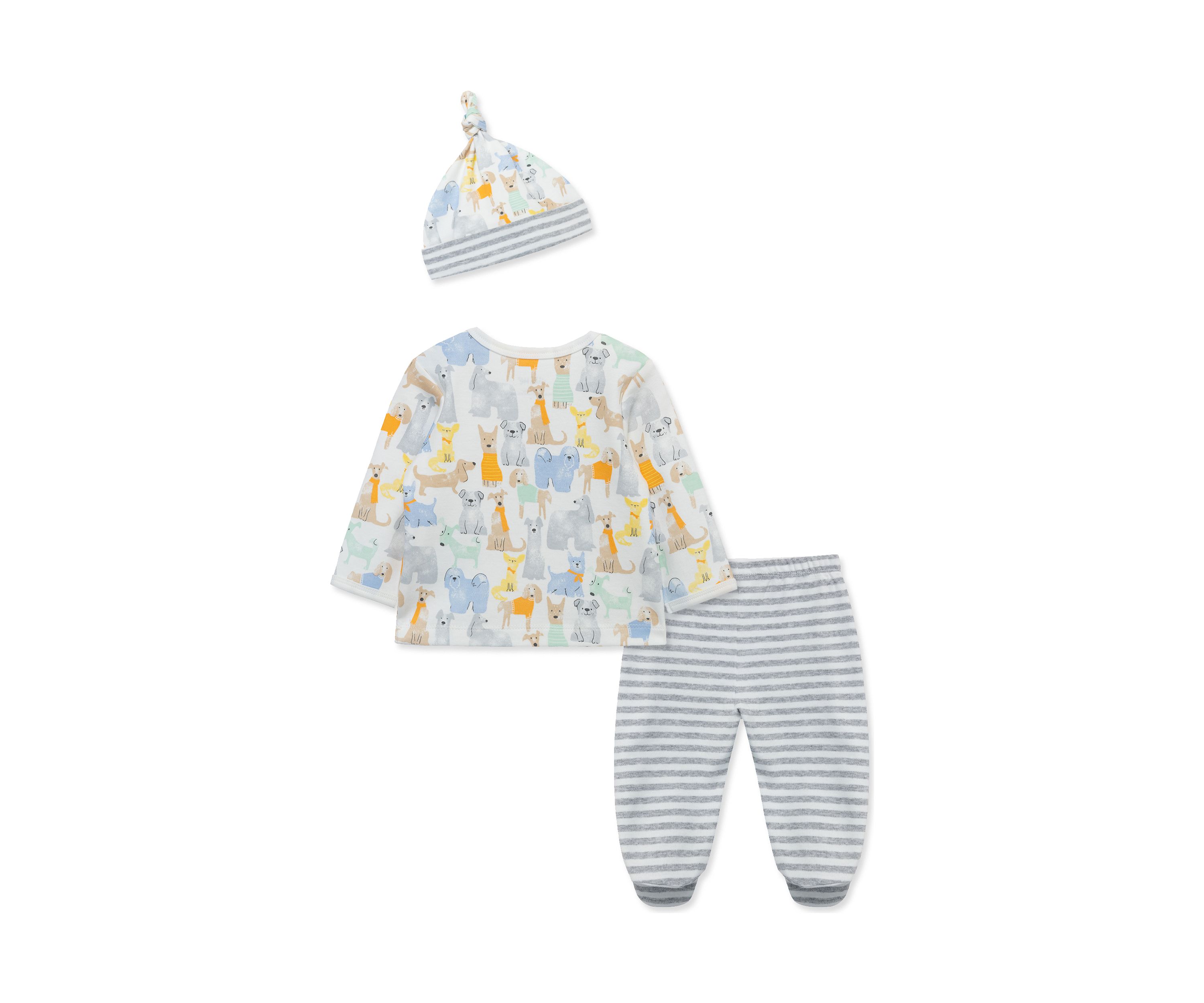 Baby Boys Puppy Party Printed Shirt Set with Hat