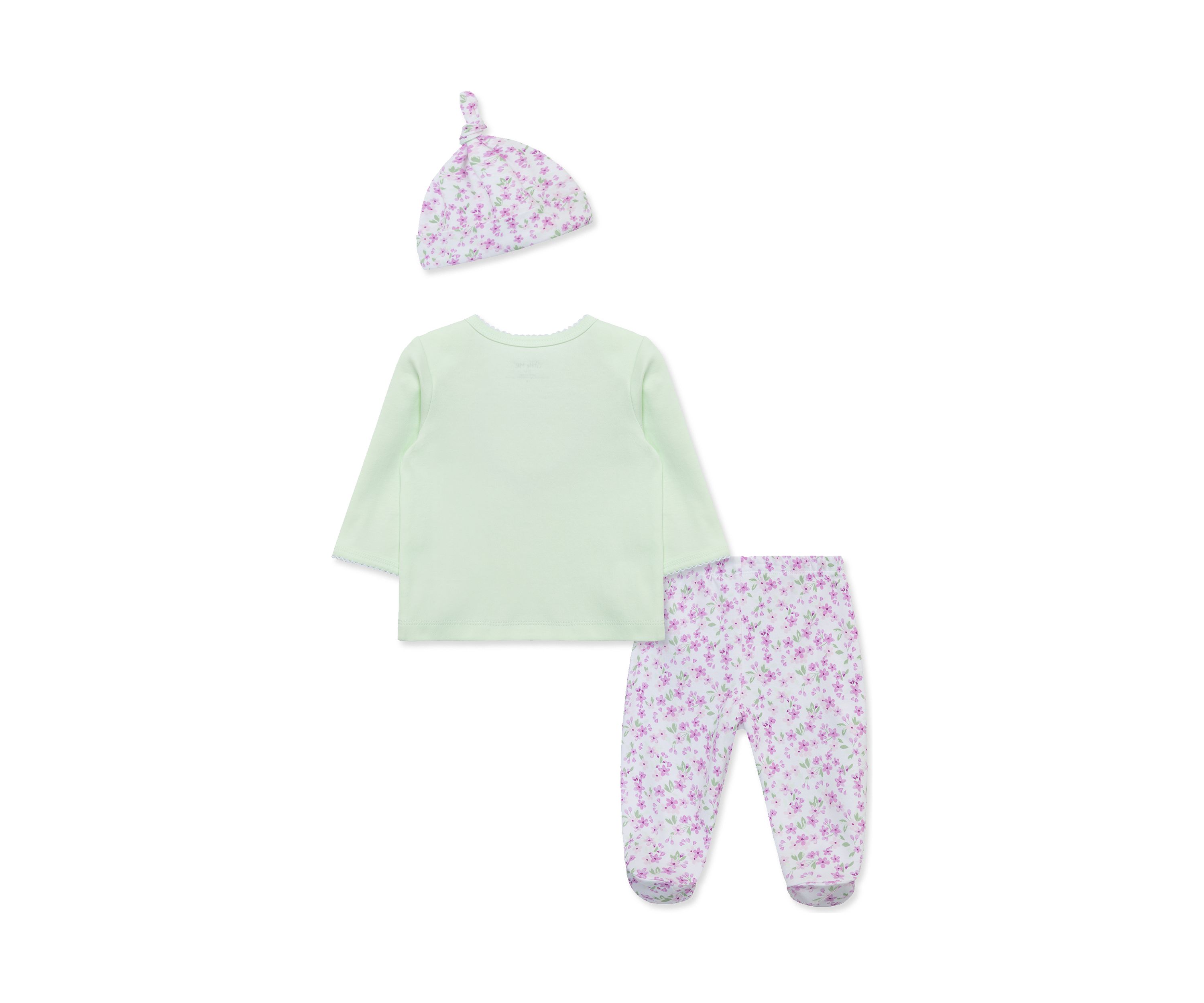 Baby Girls Floral and Heart Printed Pants Set with Hat